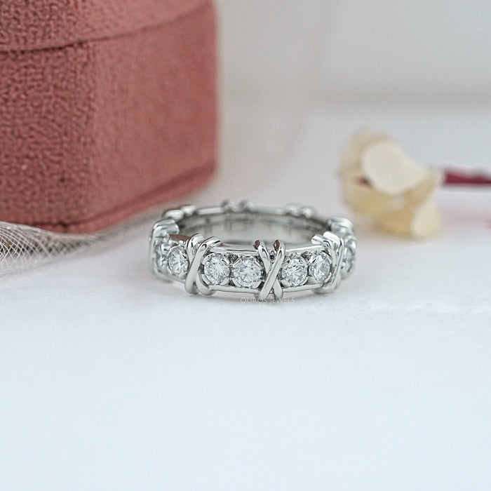 Round Lab Diamond Crossover Eternity Band