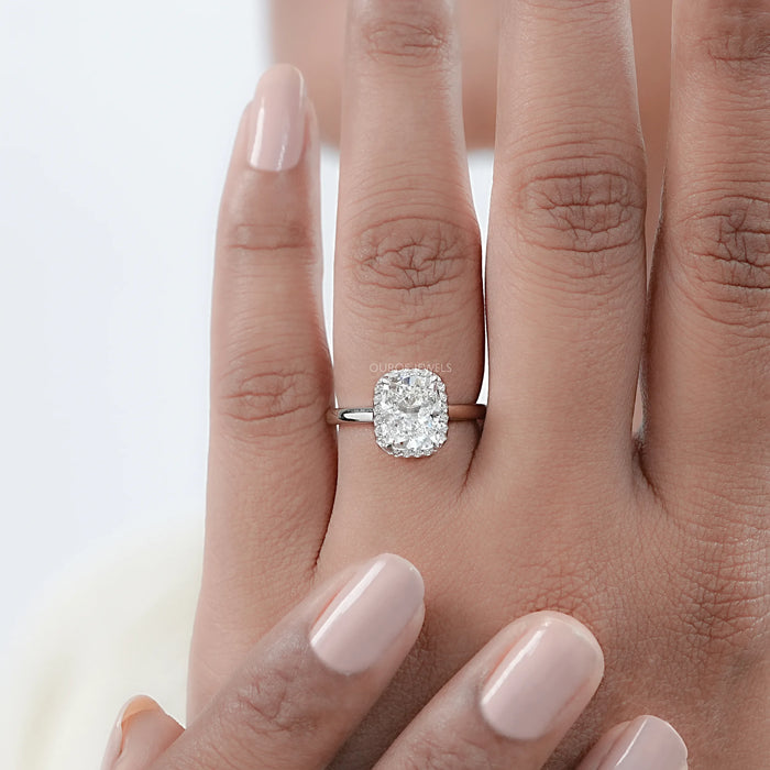 Cushion Cut Lab Diamond Halo Engagement Ring