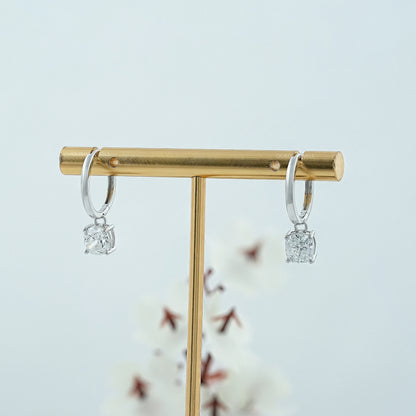 Cushion Lab Diamond Dangle Hoop Earrings