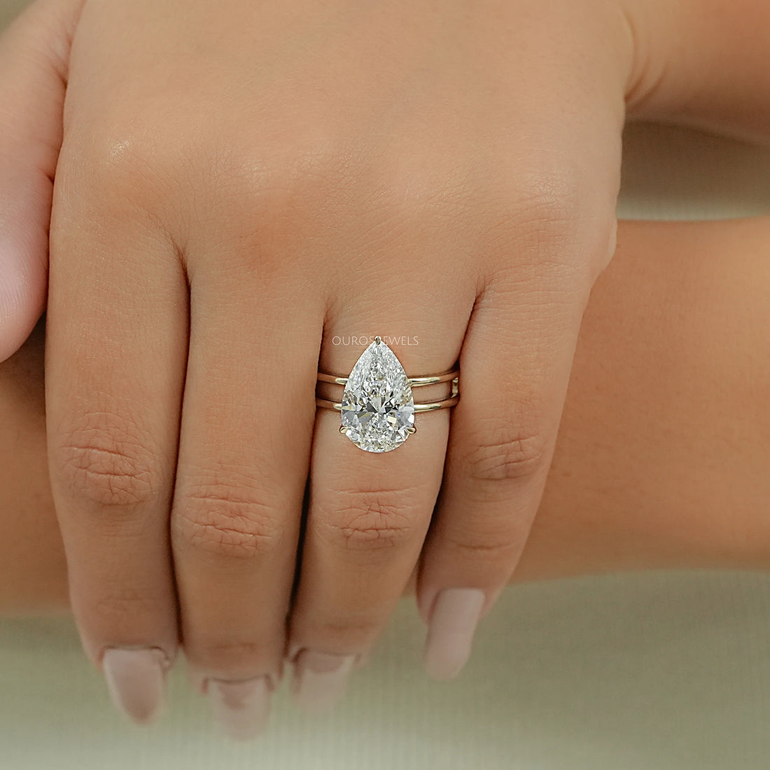Pear Cut Double Band Engagement Ring Ring