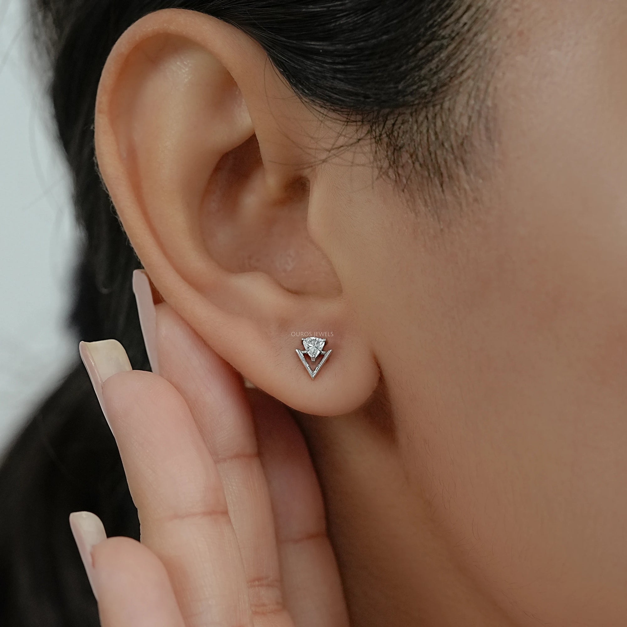 Double Triangle Lab Diamond Stud Earrings