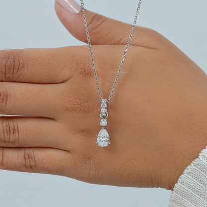 Pear Shaped Three Stone Diamond Pendant