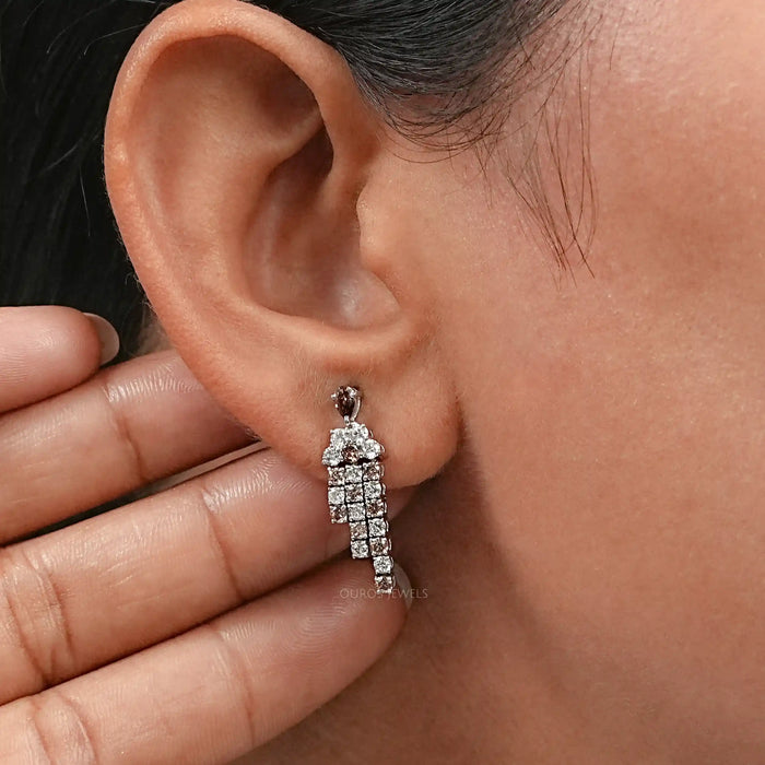Pear Brown Diamond Dangle Earrings