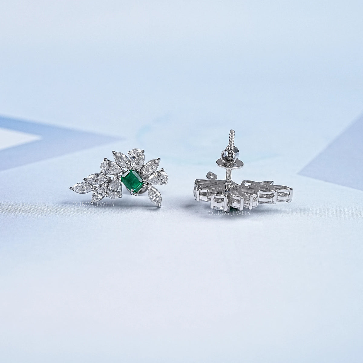 Marquise & Pear Cluster Diamond Gemstone Earrings Earring