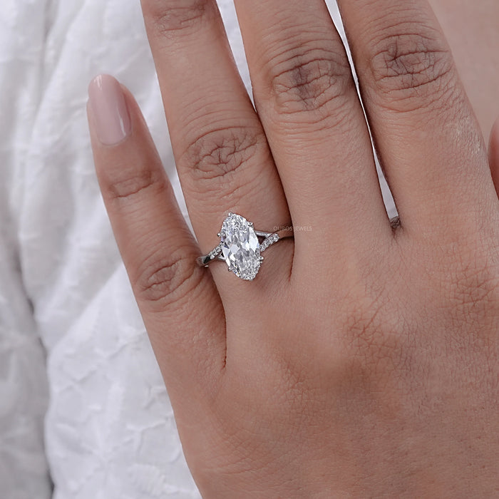 Split Shank Old Mine Moval Cut Diamond Engagement Ring 