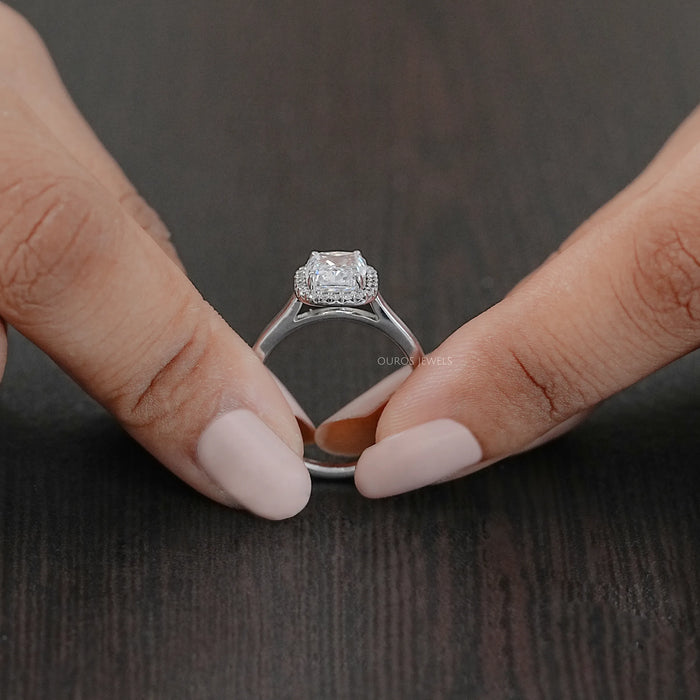 Cushion Cut Lab Diamond Halo Engagement Ring