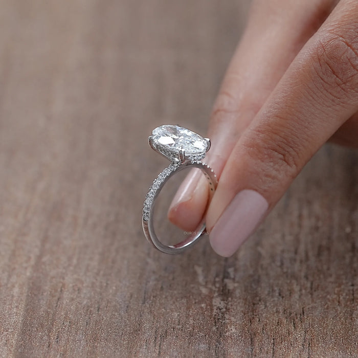 Oval Solitaire with Diamond Accents Engagement Ring
