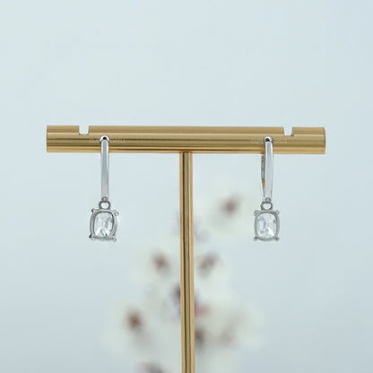 Old Mine Cushion Cut Dangle Hoop Earrings