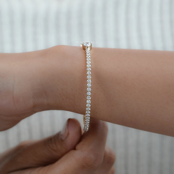 Pear And Round Cut Lab Diamond Open Cuff Bangle 