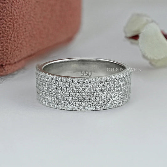Round Diamond Pave Set Eternity Men's Wedding Band