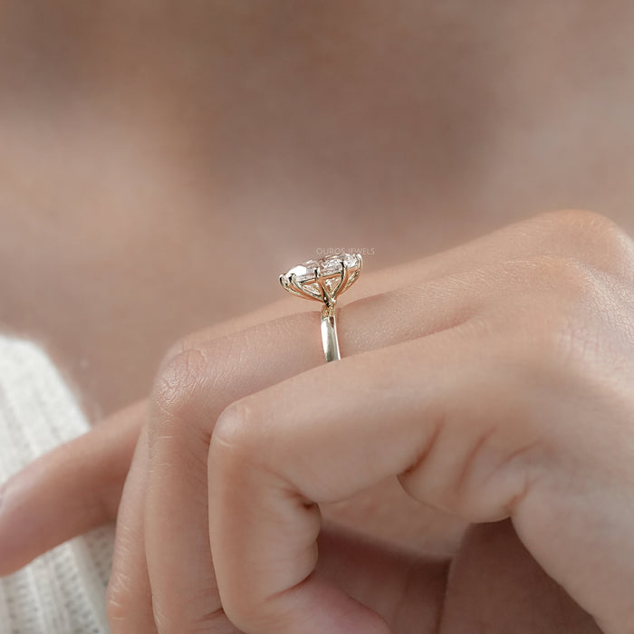 Old Mine Moval Cut Lab Diamond Solitaire Ring 