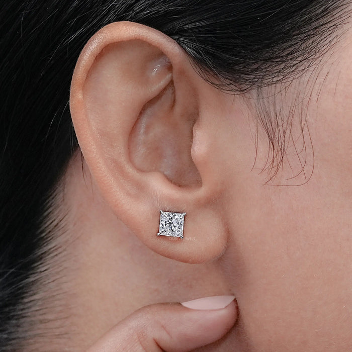 4 Prong Princess Cut Diamond Studs