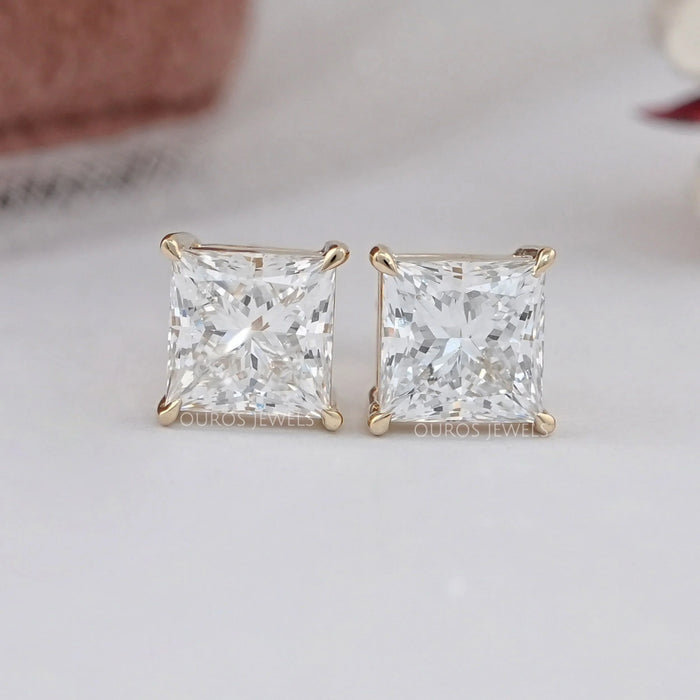 3.10 Ct Princess Cut Lab Grown Diamond Stud Earrings