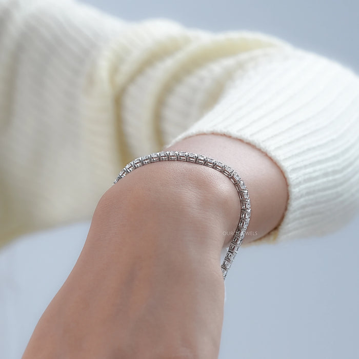 Lab Grown Asscher Diamond Tennis Bracelet 