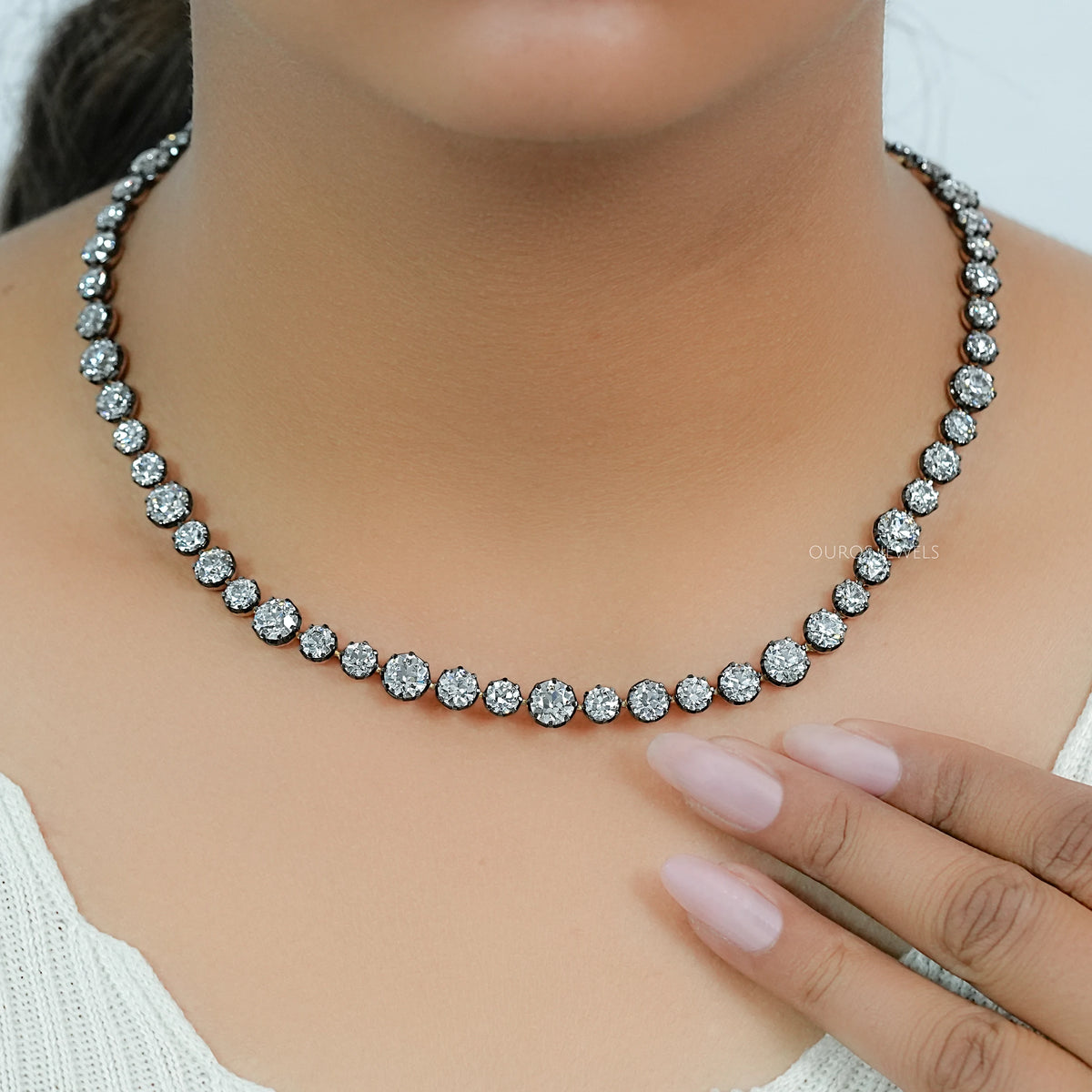 Dual Oval Lab Grown Diamond Toi Et Moi Pendant Necklace 