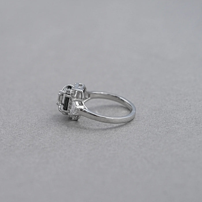 3 Stone Black Emerald Cut Diamond Ring