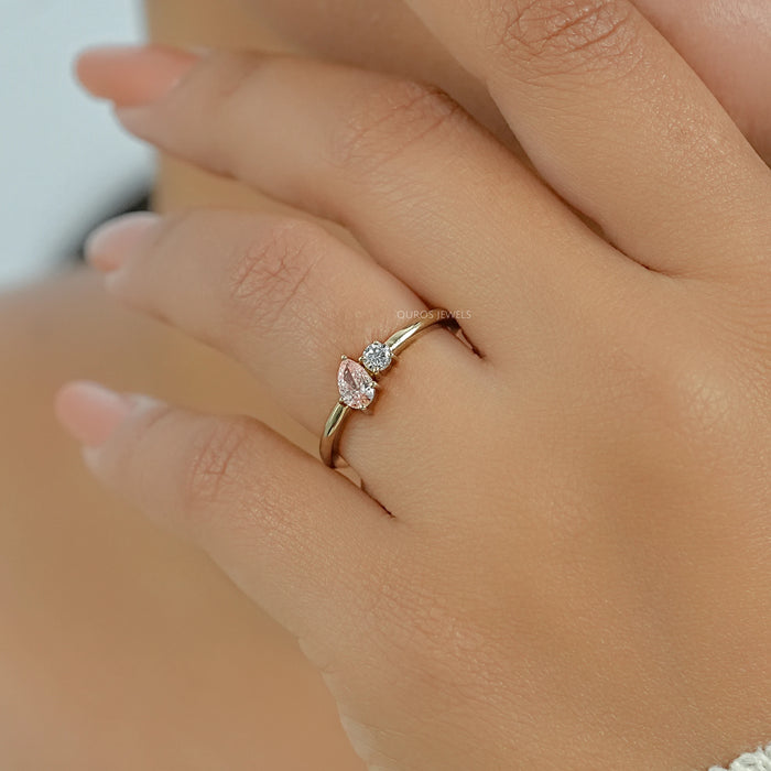 Pink Pear Lab Diamond Toi Et Moi Engagement Ring