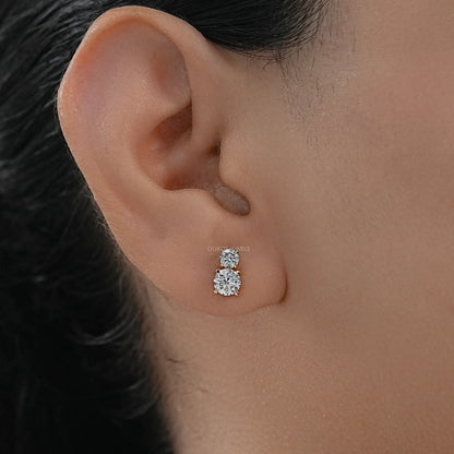 Round Lab Diamond Dual Stud Earrings Earrings