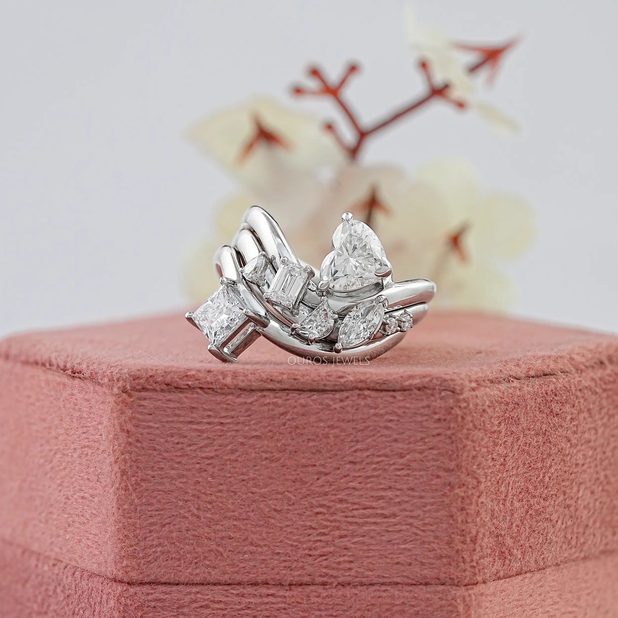 Three Row Multi Shape Lab Diamond Wave Band