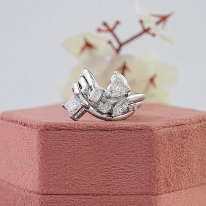 Three Row Multi Shape Lab Diamond Wave Band