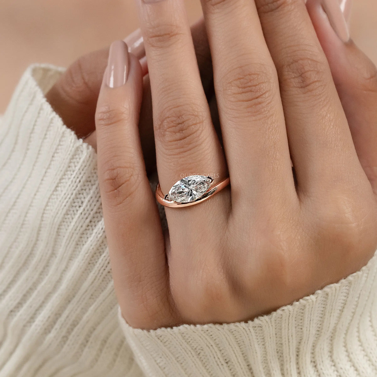 Lab Diamond Sculpted Wave Solitaire Ring Ring