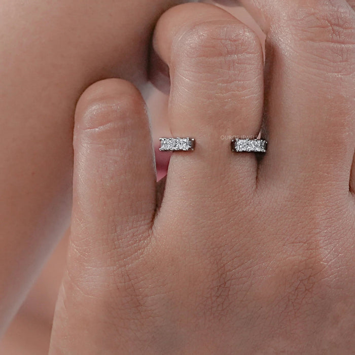 Open Cuff Princess Cut Lab Diamond Wedding Band