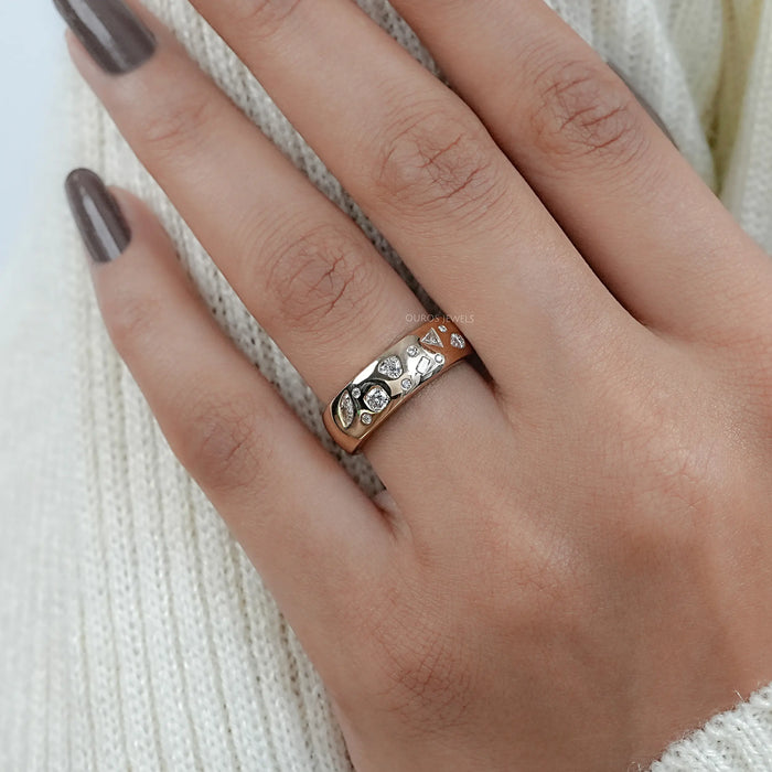 Cushion Cut Hidden Halo Lab Diamond Ring With Flush Set Band 