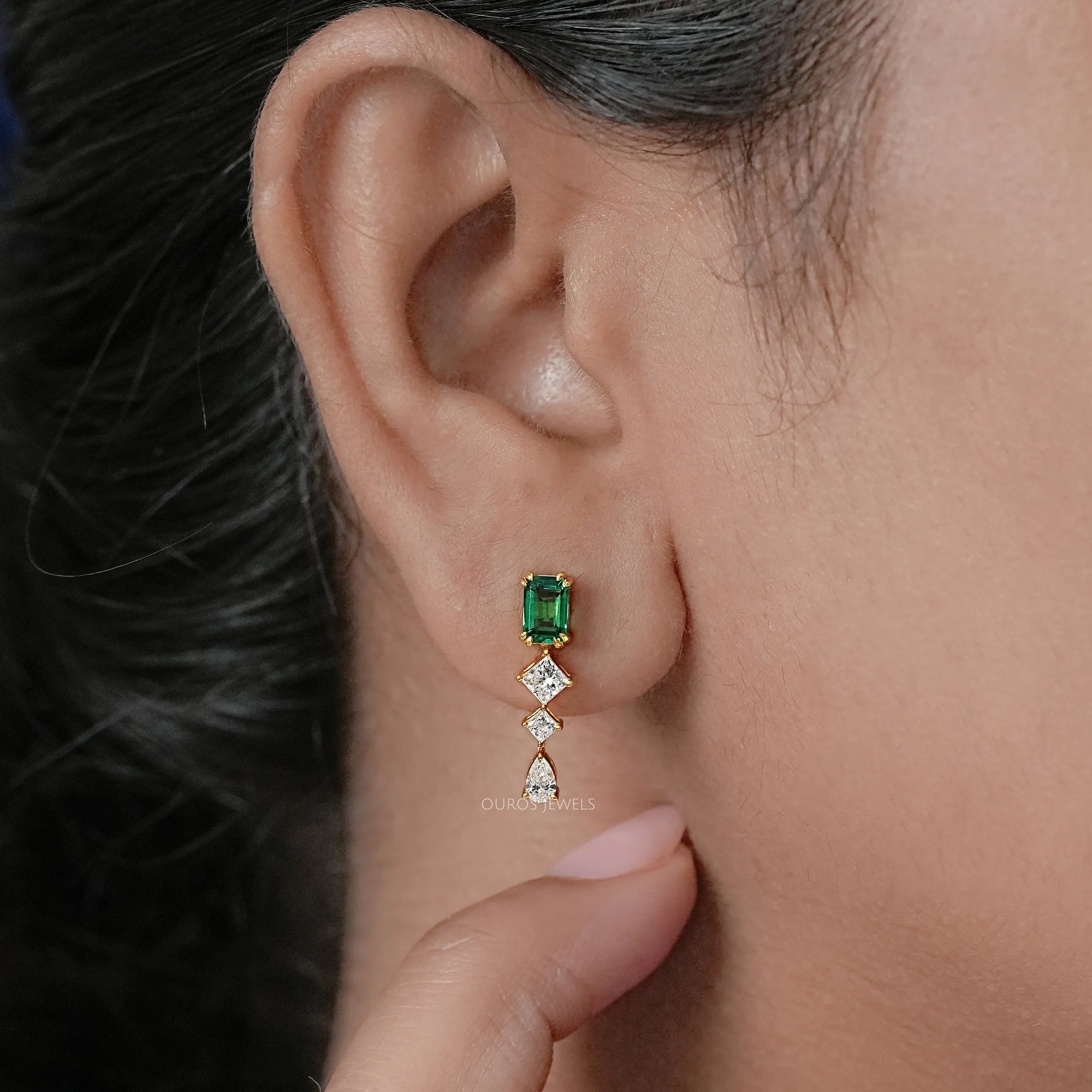 Gemstone Emerald Multi Shape Drop Earrings Earring