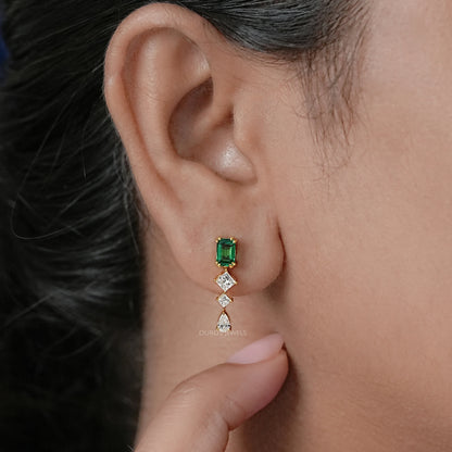 Gemstone Emerald Multi Shape Drop Earrings Earring
