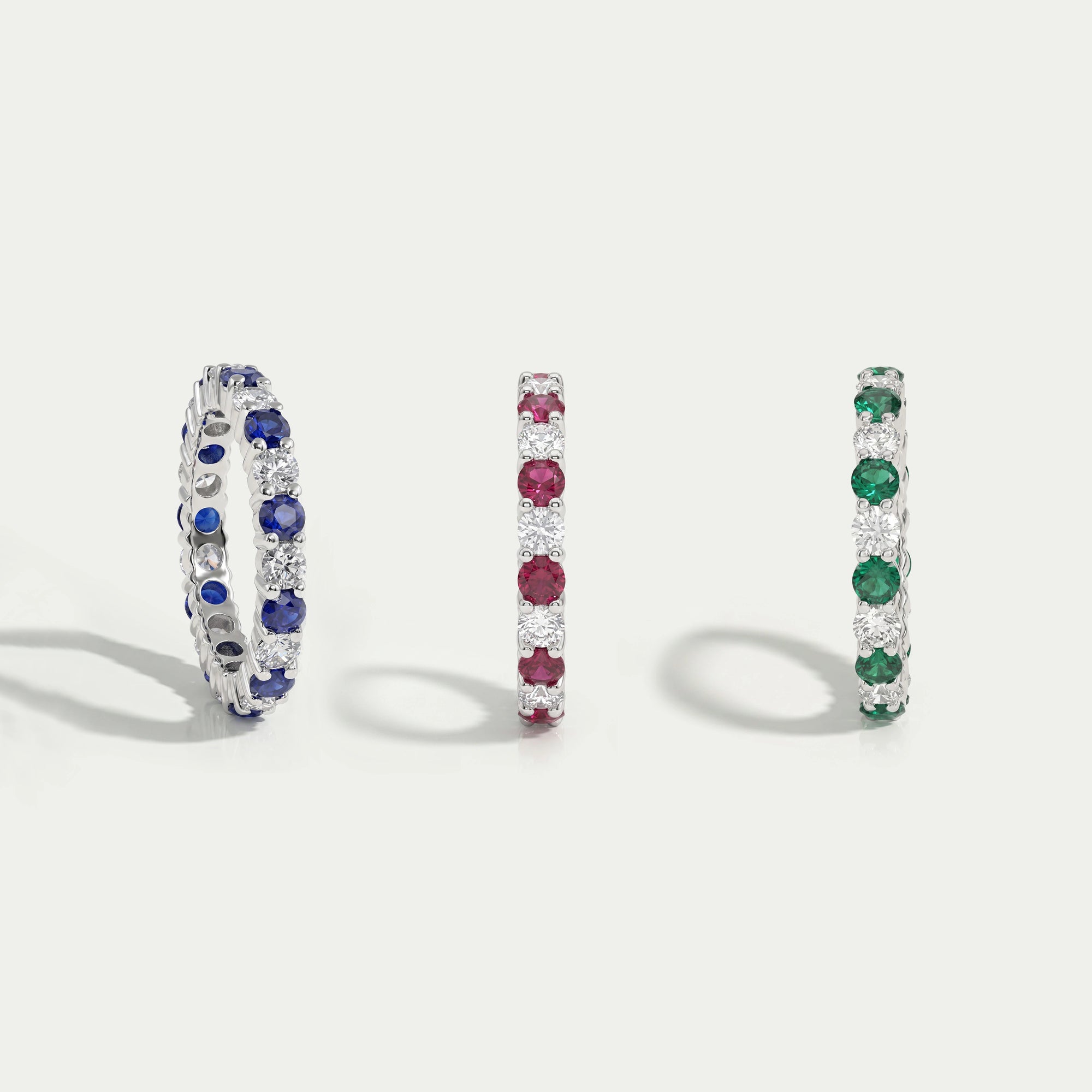 Round Lab Gemstone Alternative Wedding Band Ring