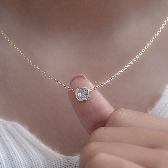 Asscher Lab Grown Diamond Bezel Set Pendant
