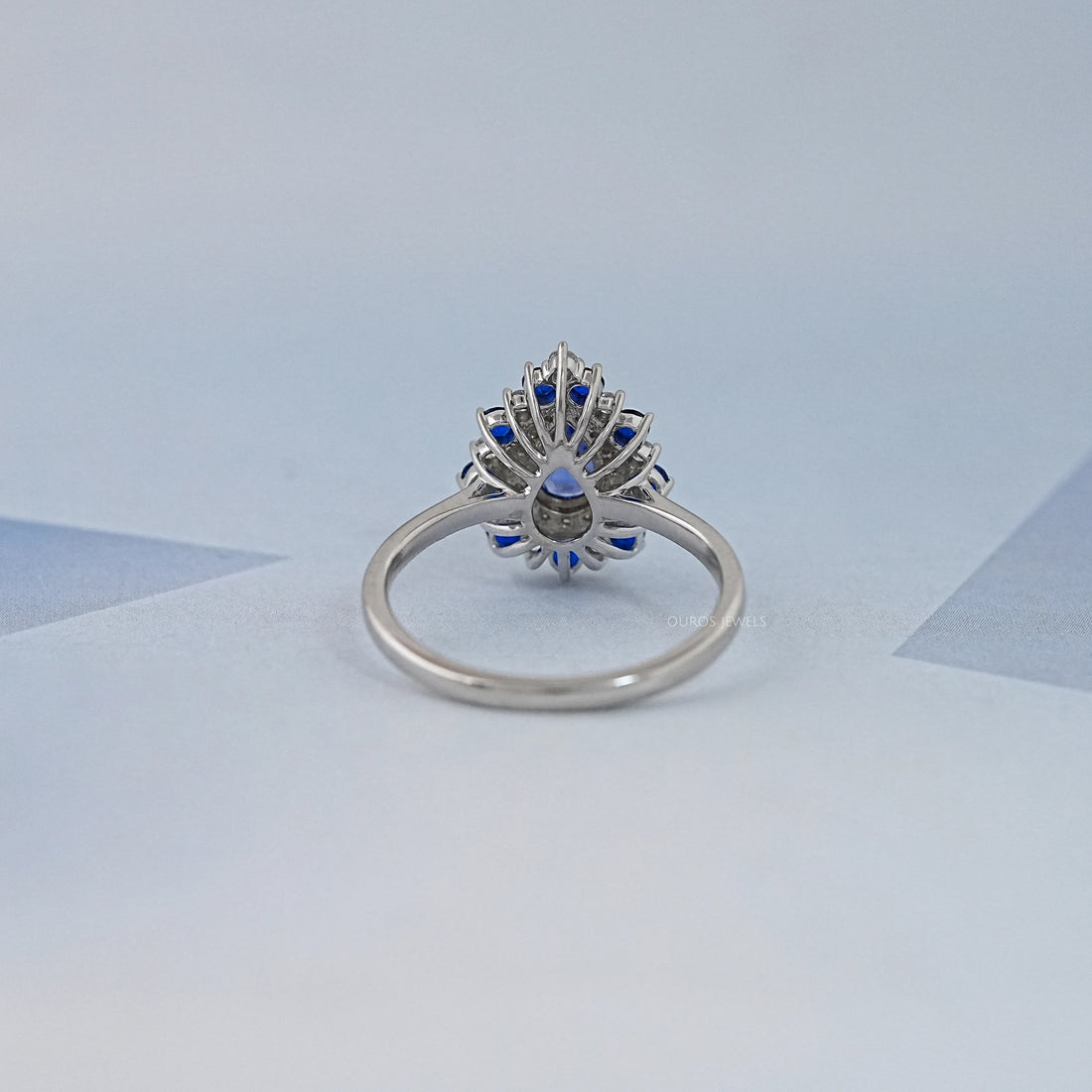Sapphire Pear And Double Halo Engagement Ring