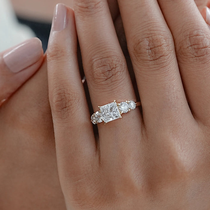 Five Stone Princess Lab Diamond Engagement Ring