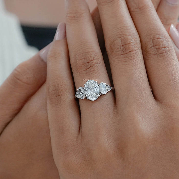 Oval And Trillion Lab Diamond Five Stone Engagement Ring