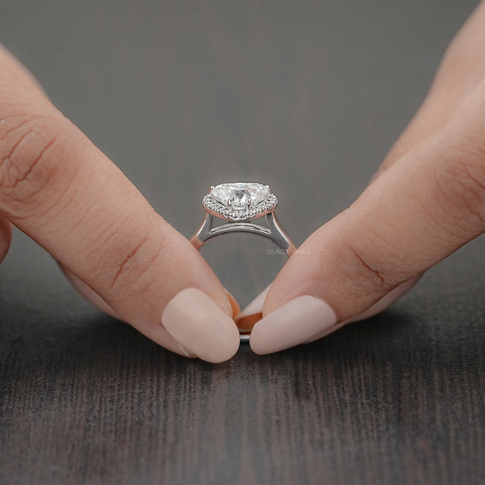 Heart Cut Lab Diamond Enagement Ring With Halo Setting 