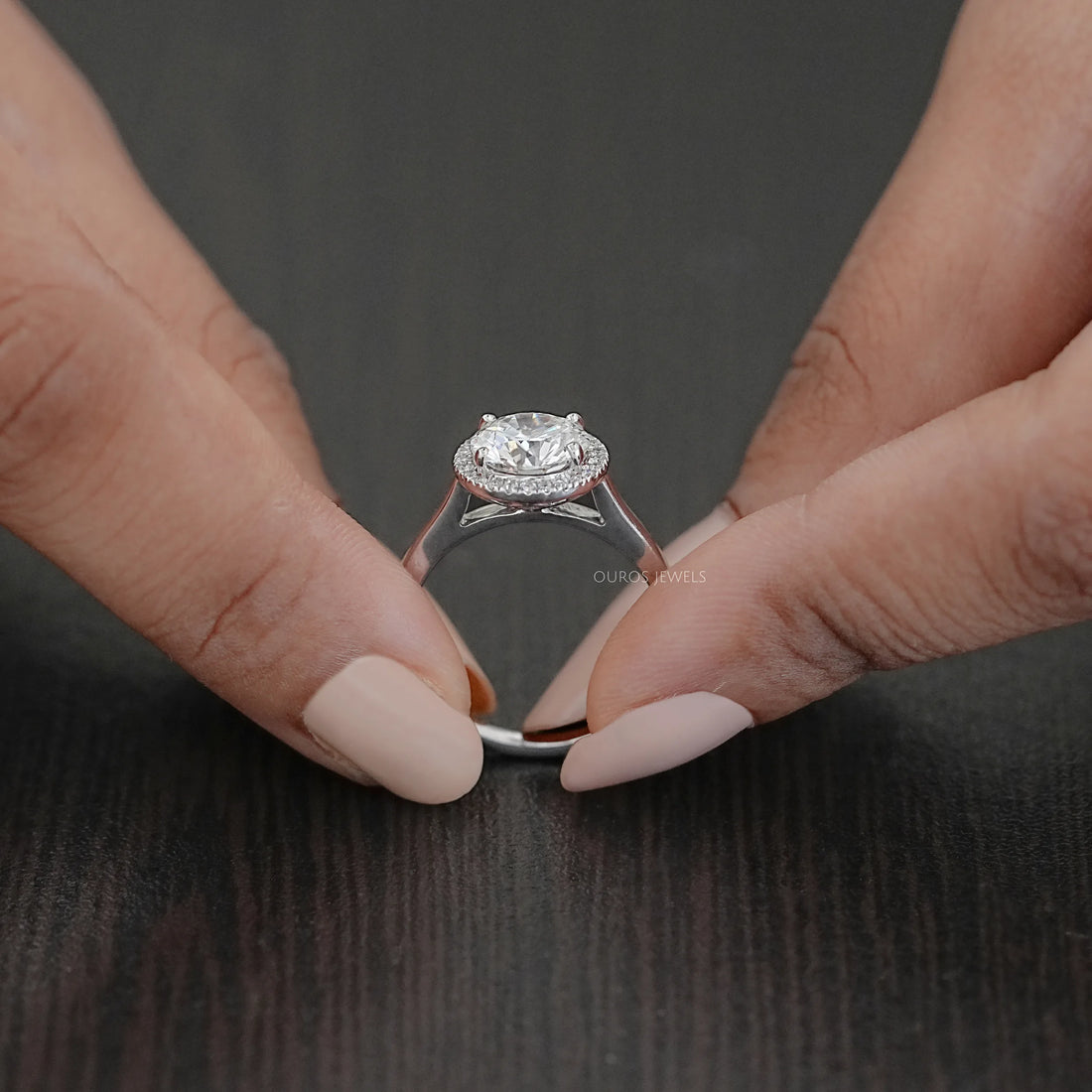 Round Brilliant Cut Halo Diamond Solitaire Engagement Ring Ring