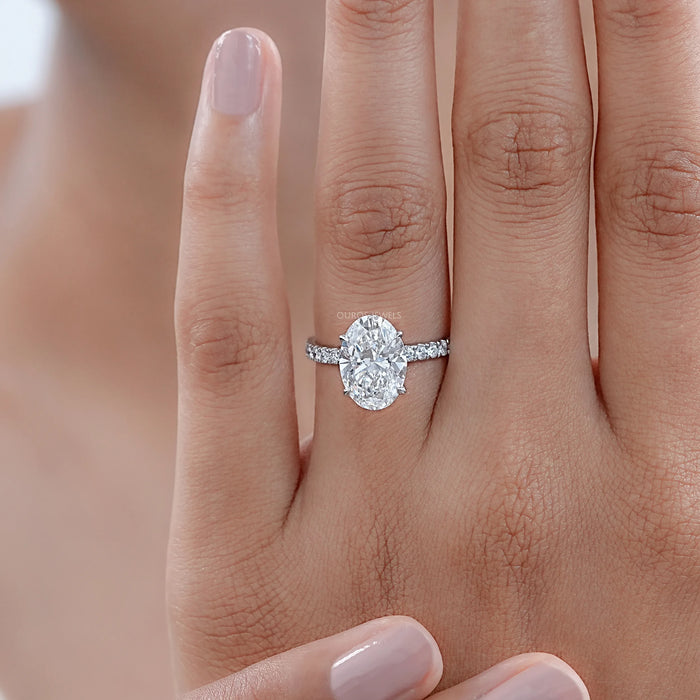 Oval Hidden Halo Diamond Solitaire Ring