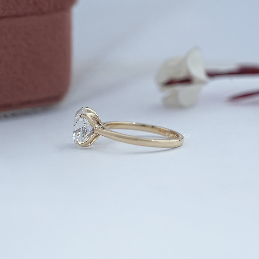 Old Mine Cushion Petal Solitaire Engagement Ring Ring