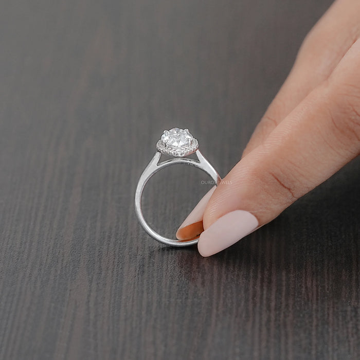 Marquise Cut Lab Grown Diamond Halo Engagement Ring 