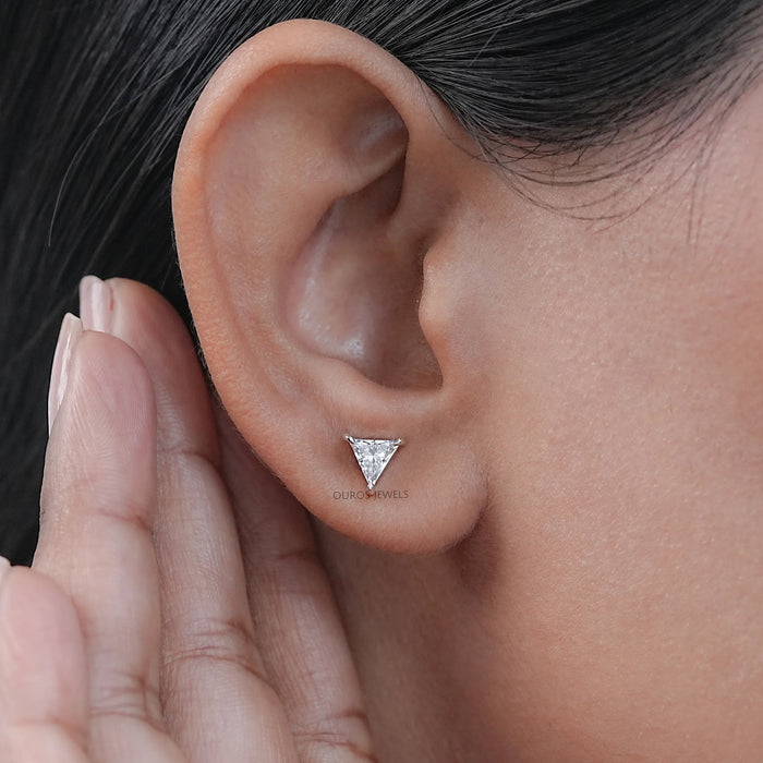Triangle Lab Grown Diamond Stud Earrings 