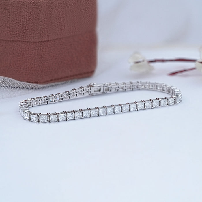 Princess Cut Lab Grown Diamond Tennis Bracelet 