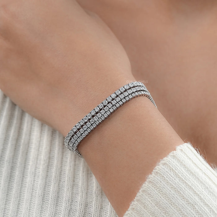 Round Lab Created Diamond Tennis Bracelet