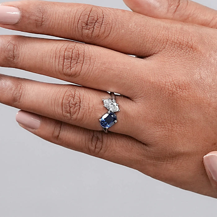 Sapphire Oval And Marquise Diamond Toi Et Moi Ring