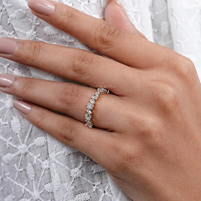 Square Radiant And Pear Cut Lab Diamond Half Eternity Band Rings