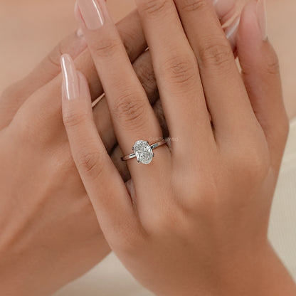 Lab Grown Oval Diamond Tulip Solitaire Ring Ring