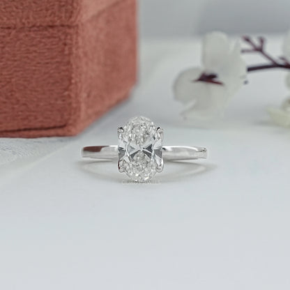 Lab Grown Oval Diamond Tulip Solitaire Ring Ring