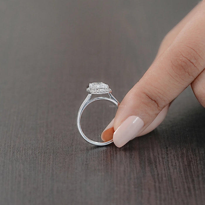 Radiant Cut Lab Grown Diamond Ring In Halo Setting 