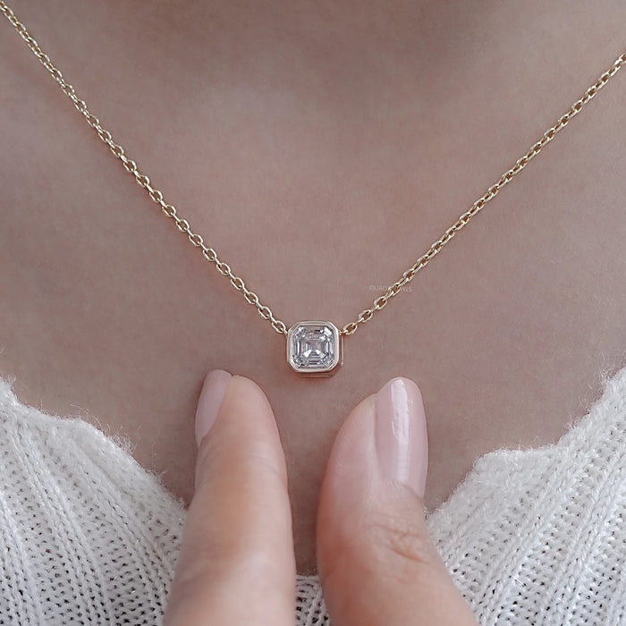 Asscher Lab Grown Diamond Bezel Set Pendant