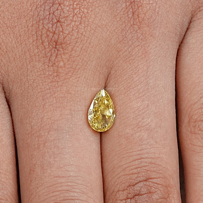 Yellow Pear Shaped Lab Made Diamond
