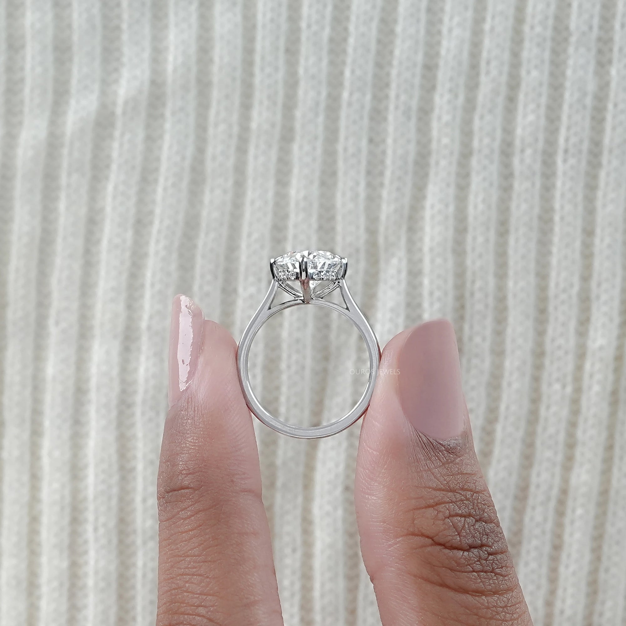 3 Carat Oval Hidden Halo Engagement Ring Ring